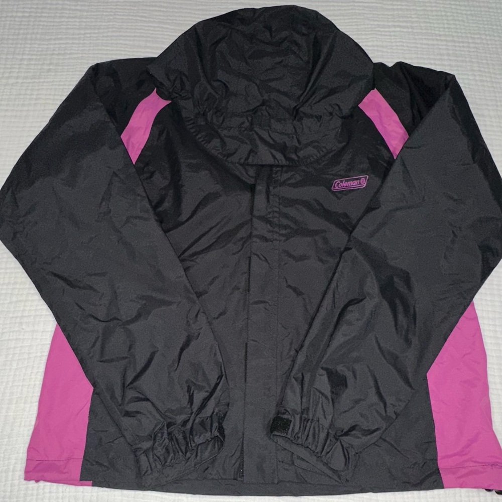 Coleman Women's Windbreaker Rain Coat Hooded Jacket, Small/Medium, Gray/Purple